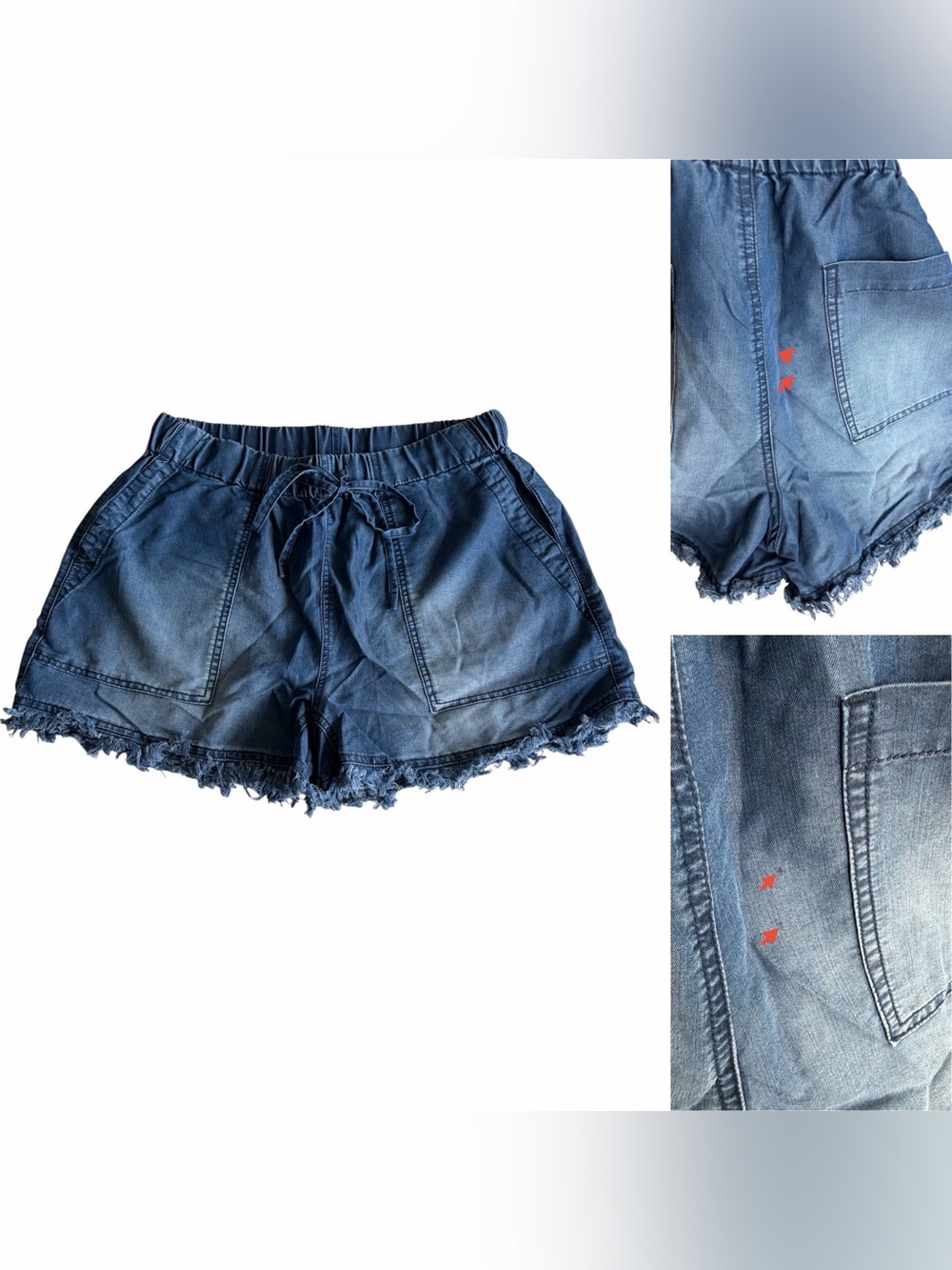 Blue Denim Jean Frayed Hem Shorts Women's Large (8/10) (see tag size)